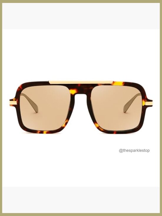 Retro Square Aviator Sunglasses Polycarbonate Frame UV Protection main image 6